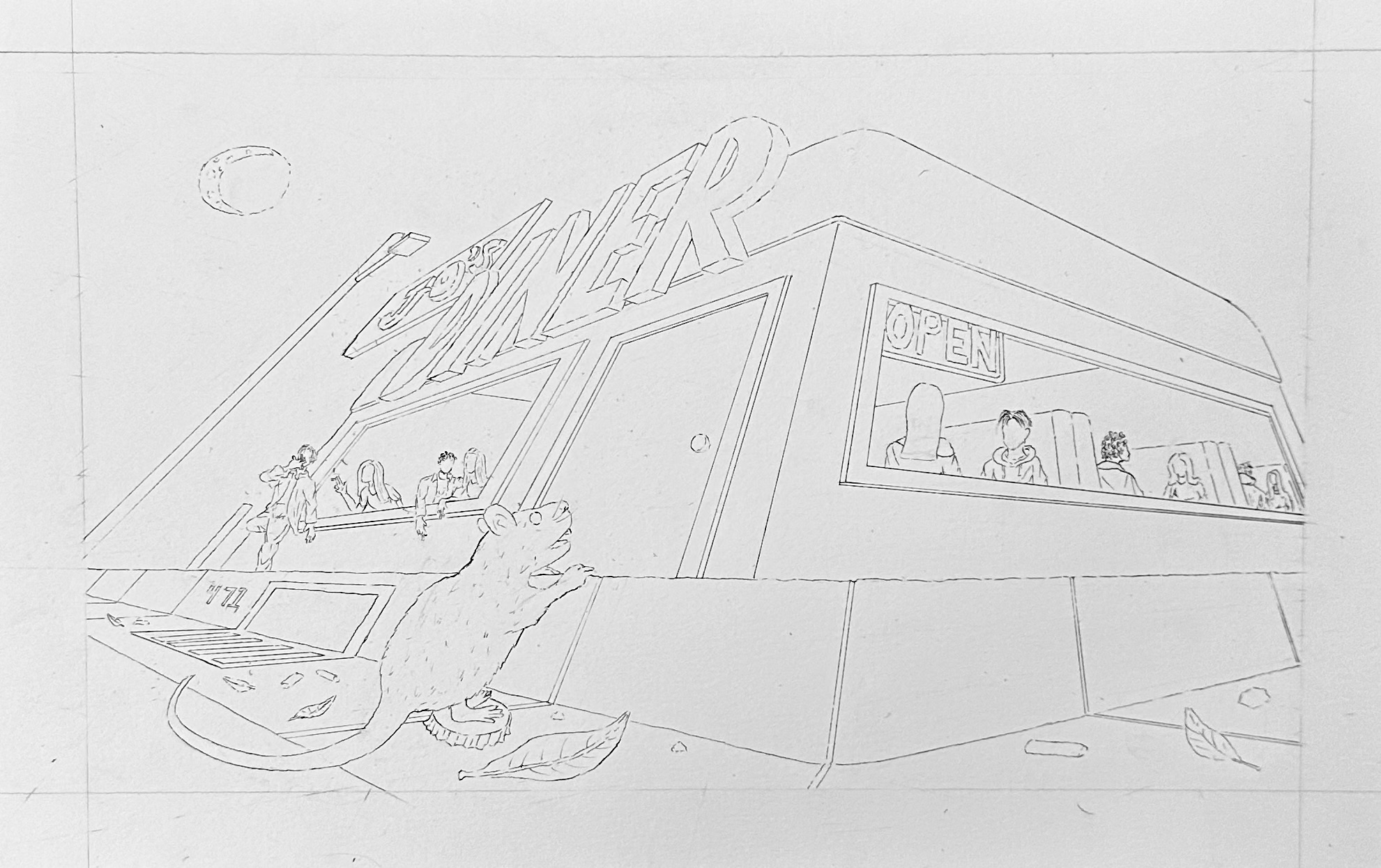 Jo's Diner Line Art