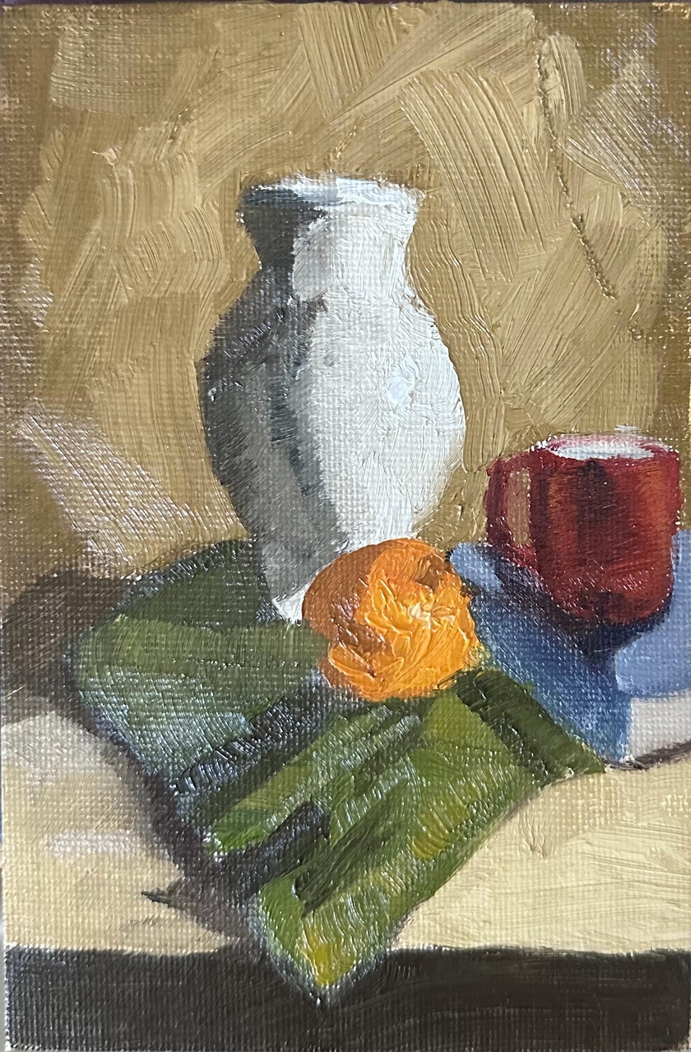 Orange and Vase Still Life Study