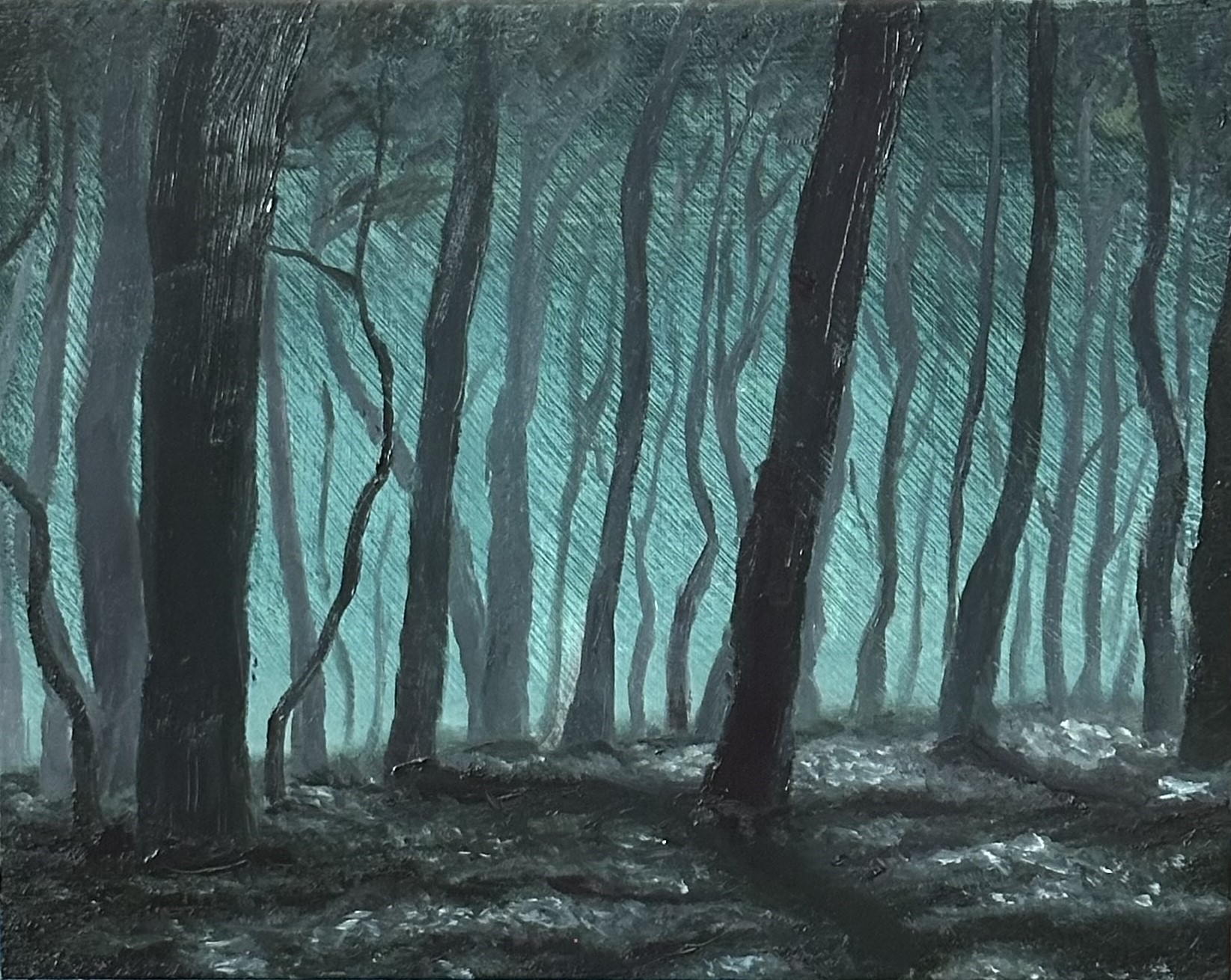 Glowing forest painting